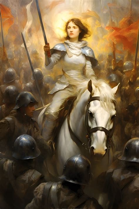 Joan of Arc in Battle Horse Riding French Art Modern Impressionist ...