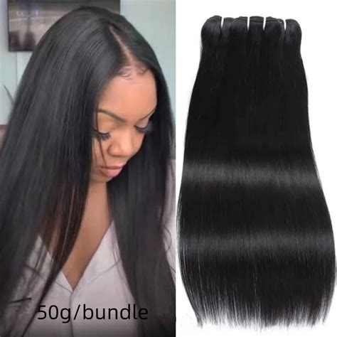 50g-Human-Hair-Bundles-Straight-100-Human-Hair-10-30-Inch-Natural-Black ...