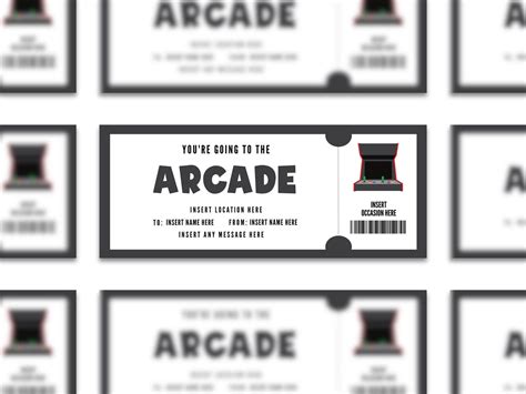Custom Arcade Ticket Template, Editable Arcade Coupon, Surprise Video ...
