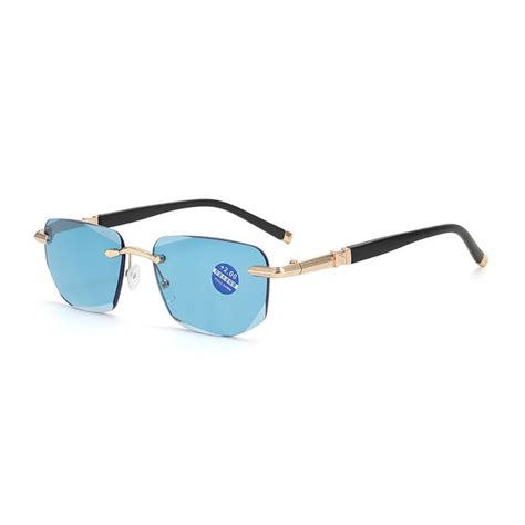 Gradual Blue Lens Frameless Reading Glasses Anti-blue Light UV ...