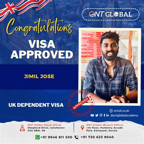 ONT - Congratulations on UK Dependent Visa Approval - Jimil Jose ONT ...