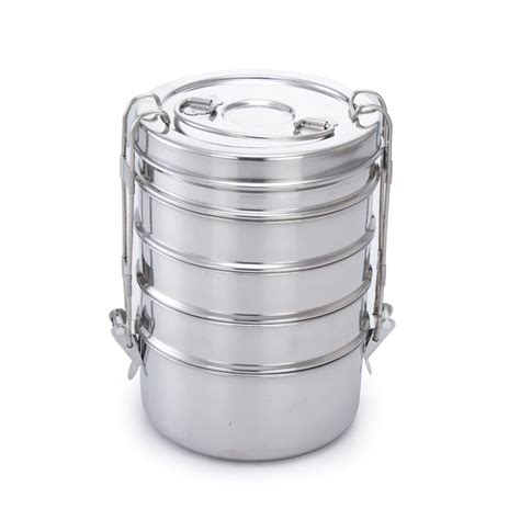 Buy FUTENSILS Manav Stainless Steel Tiffin Box Clip Model,5-Tier-Size ...
