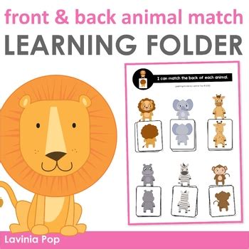 Learning Folder for 3-5 | Toddler Binder: Animal Match: Front-Back