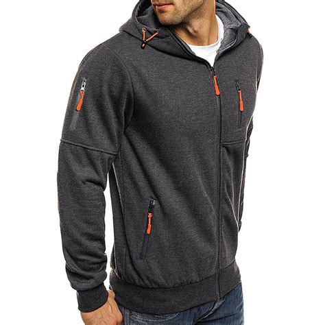 Men's Hoodie Zip Hoodie Sweatshirt Sweat Jacket Tactical Navy Wine Red ...