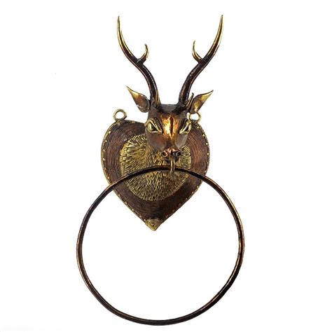 Dhokra Art Brass Deer Towel Ring Holder (Bronze color, 8.5 inch ...