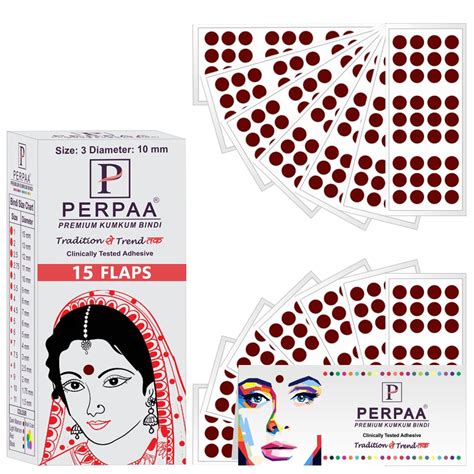 PERPAA Premium Velvet Sticker Kumkum Bindi Box of 15 Flaps - Pottu for ...