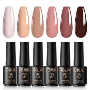 Buy ROSALIND 6PCS Nude Gel Polish Set, 6 Colors Popular Gel Nail Polish ...