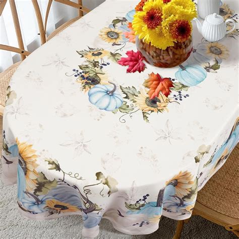Thanksgiving Fall Tablecloth for Round,Oval,Rectangle Tables,Waterproof ...