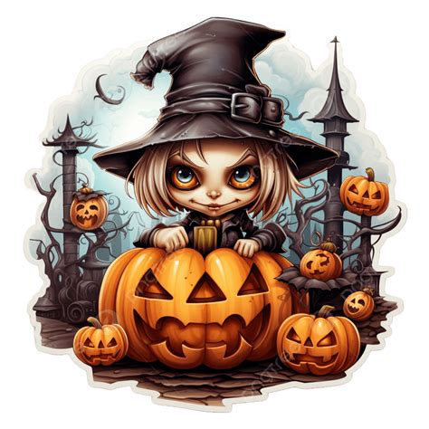 Halloween Day Sticker On Transparent Background, Halloween Clipart ...