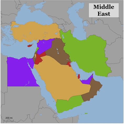 Middle East Map With Rivers And Seas
