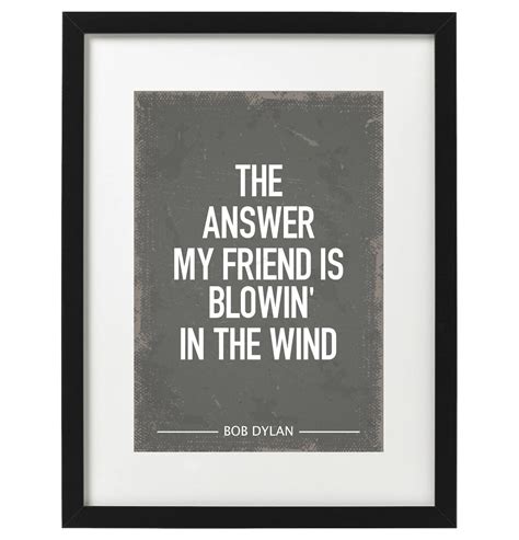 Bob Dylan Blowin' in the wind lyric art print | Etsy
