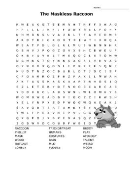 Word Search based on The Maskless Raccoon (children's book) | TPT