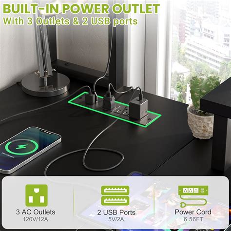 Besiost Small L Shaped Desk Gaming Desk with Power Outlets, India | Ubuy