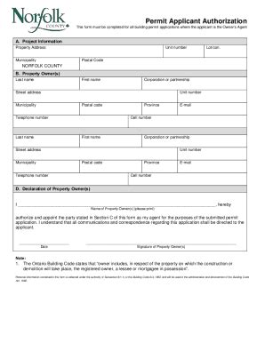 Fillable Online Permit Applicant Authorization. permit applicant ...