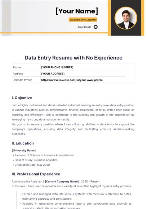 Free No Experience Resume Templates to Edit Online and Download