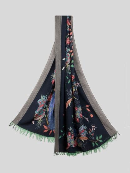WOOL SCARF WITH PEACOCKS | Scarves | ETRO