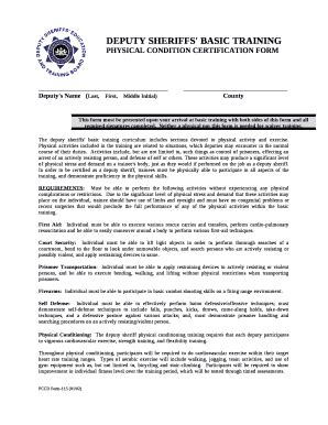 DEPUTY SHERIFFS' BASIC TRAINING template Doc Template | pdfFiller