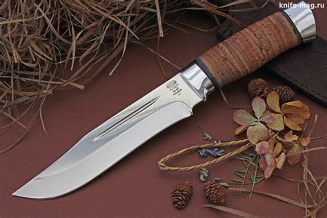 Купить нож Н7 с долом (рукоять береста, тыльник и гарда алюминий ...