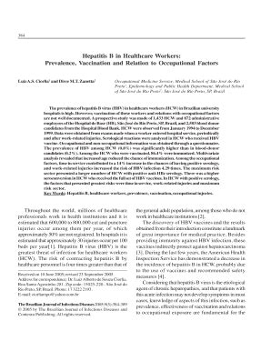 Fillable Online bvsde paho Hepatitis B in Healthcare Workers ...