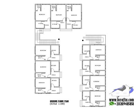single-room residence flat |apartment building plan| hCrafta