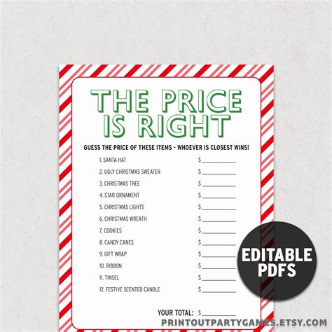 Christmas the Price is Right Game, Guess the Price Game for Holiday ...