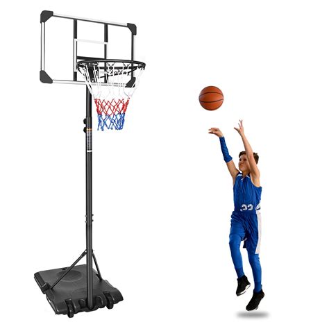 Euroco Portable Basketball Goal System with Stable Base and Wheels, 5.6 ...