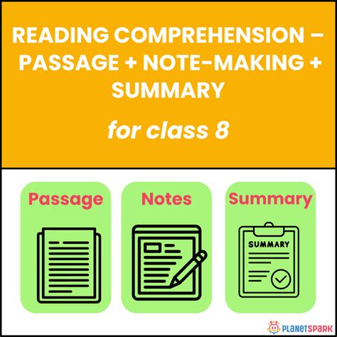 Class 8 Worksheet on Passage, Note-making, and Summary | PlanetSpark