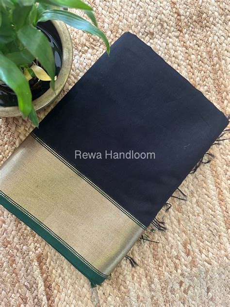 Exclusive Maheshwari Black Zari Border Saree EZ018 – Rewa Handloom