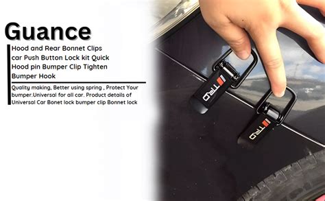GuanceHood and Rear Bonnet Clips car Push Button Lock kit Quick Hood ...
