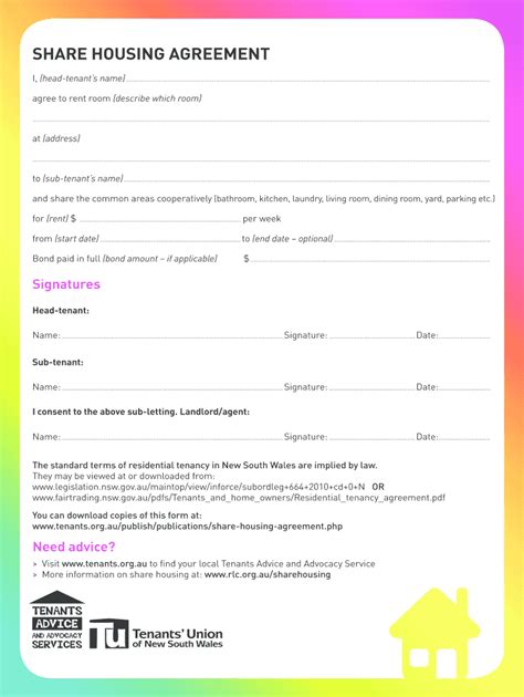 Share Housing Agreement - Blank Fillable Template | Fill Out, Print ...