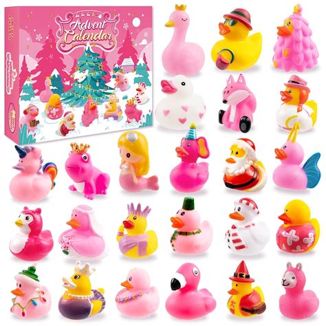 Pink Advent Calendar Christmas Ducks 2025 Kids, 24pcs Rubber Duck ...