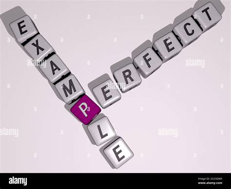 perfect example crossword by cubic dice letters, 3D illustration Stock ...
