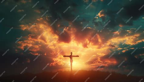 Premium Photo | Image of the Crucifixion in Holy Week Silhouette of Christ on the cross during ...