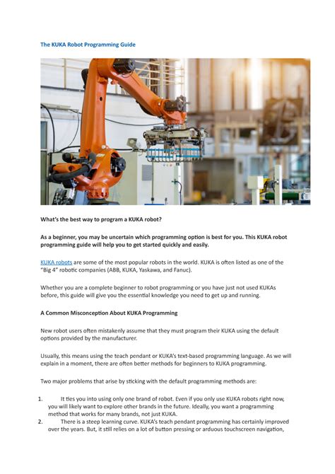 The KUKA Robot Programming Guide - The KUKA Robot Programming Guide ...