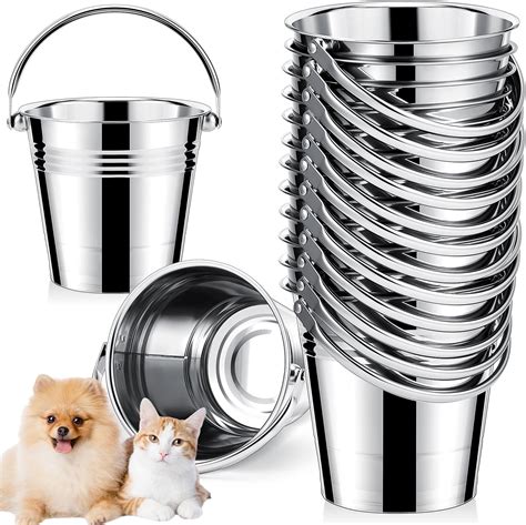 Amazon.com: Hicarer 12 Pcs Stainless Steel Pet Bucket 1.5 Quart Heavy ...