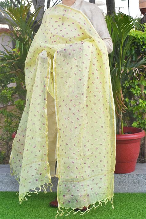 Hand Tie & Dye Bandhani Kota silk dupatta – India1001.com