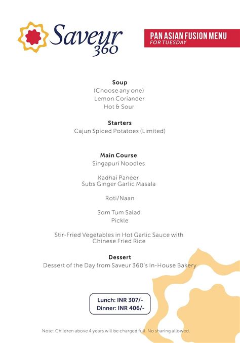 Menu at Saveur 360, Ahmedabad, 1st Floor