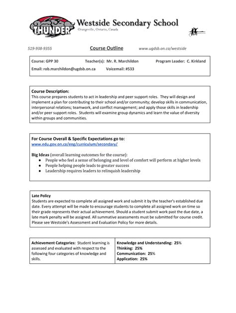 Fillable Online 519-938-9355 Course Outline www.ugdsb.on.ca/westside ...