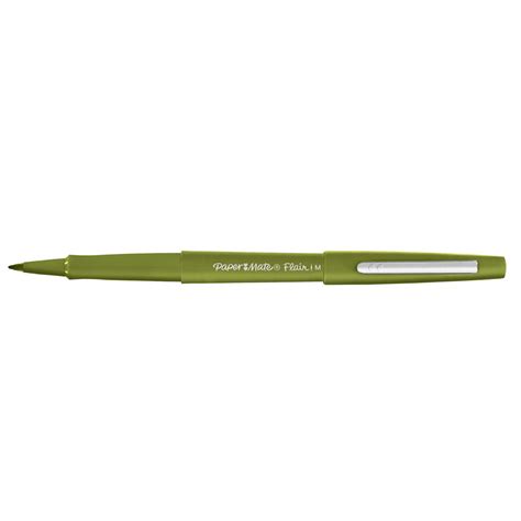 Paper Mate Flair Olive Green Felt Tip Pen Medium, Point Guard