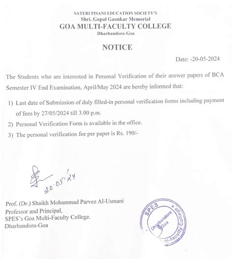 STUDENT NOTICE BOARD – Goa Multi Faculty College