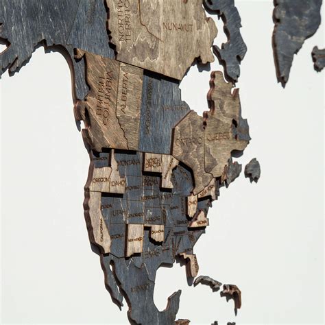 Buy 3D Wood World Wall Decor 3D of the World Wall Art Large Wall Decal ...