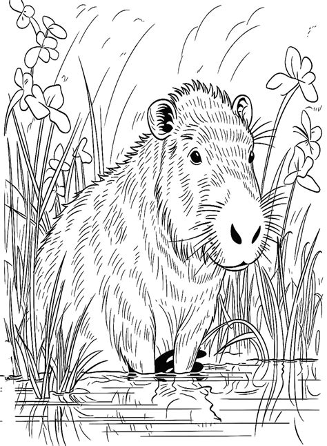 Capybara Drawing For Coloring