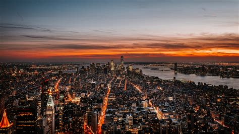 Wallpaper New York, Night City, Skyline, Sky, Dusk, - New York City ...