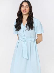 Tokyo Talkies Women A-line Blue Knee Length Dress - Buy Tokyo Talkies ...
