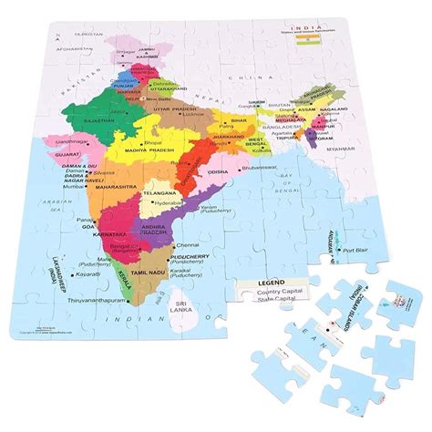 Educational India MAP Jigsaw Puzzle (99 Pieces), Play & Learn India Ma ...
