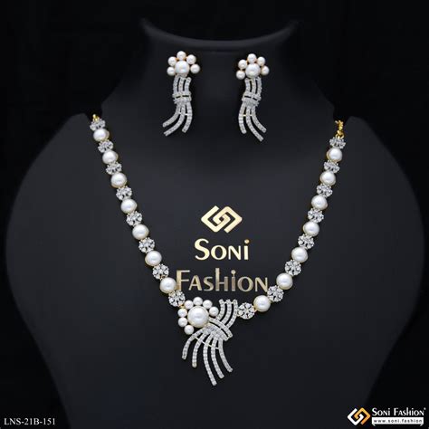 Radiant Design Gold Plated Diamond Necklace Set for Ladies - Style B15 ...