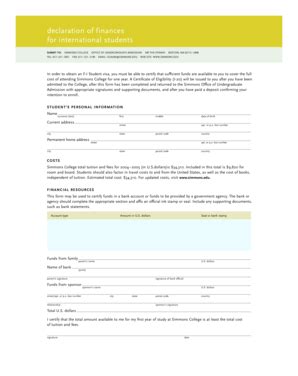 Fillable Online Declaration of finances for international students Fax ...