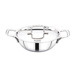 Praylady Tri Plus Triply Kadai with Lid | 20CM / 1.7L | Triply ...
