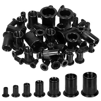 Glarks 100Pcs M4 Rivet Nuts Carbon Steel Metric Rivet Nuts Black Zinc ...