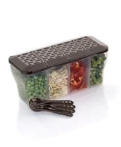 Buy AXN Multipurpose Plastic 4 In 1 Masala Box for Kitchen, Transparent ...